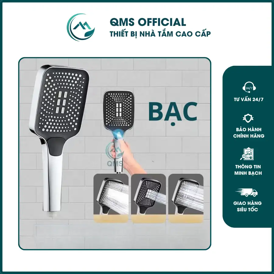 Bộ vòi sen, tay sen Chữ Nhật 3 chế độ. 6 Bộ vòi sen, tay sen Chữ Nhật 3 chế độ. - Ảnh 6