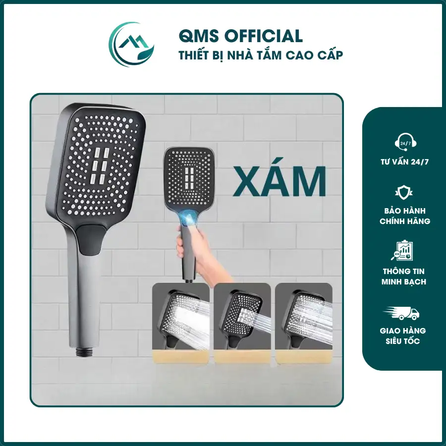 Bộ vòi sen, tay sen Chữ Nhật 3 chế độ. 5 Bộ vòi sen, tay sen Chữ Nhật 3 chế độ. - Ảnh 5