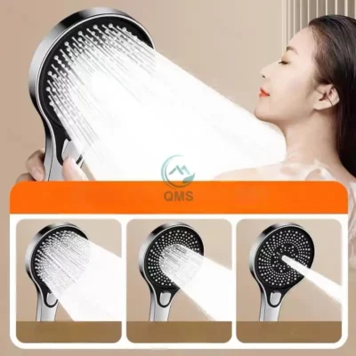 Bộ vòi sen nóng lạnh QMS, Tay sen mặt to 13cm 3 chế độ nút bấm, dùng thay thế cho bát sen cây nhà tắm cao cấp