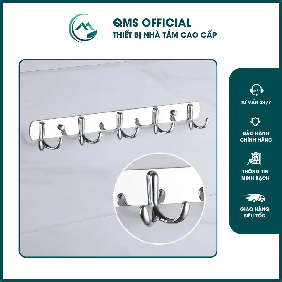 Trang chủ 34 Móc treo quần áo gắn tường inox 304 với 2 chấu, tiện lợi và hiện đại.
